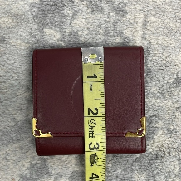Cartier Burgundy Leather Mini Compact Wallet Pouch Must Line Square Coin Purse - Picture 17 of 17